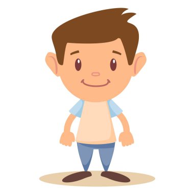 Vektör karikatür komik küçük çocuk beyaz arka plan üzerinde izole.
