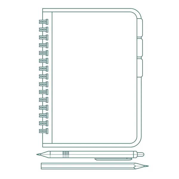 Carnet spirale vierge sur fond blanc avec ombres douces. Vecteur — Image vectorielle