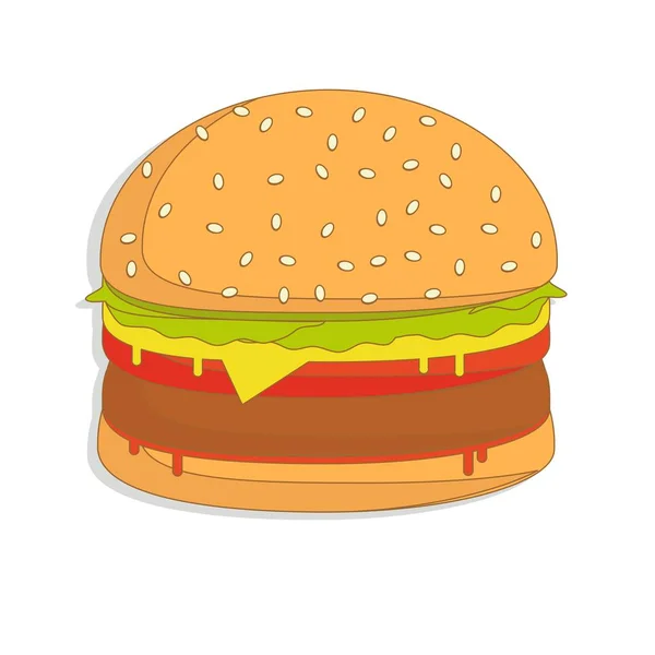 Illustration sandwich burger, icône de la nourriture, sandwich burger isolé - restauration rapide — Image vectorielle