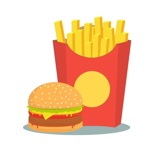 Fekete-fehér francia krumpli, a hamburger — Stock Vector