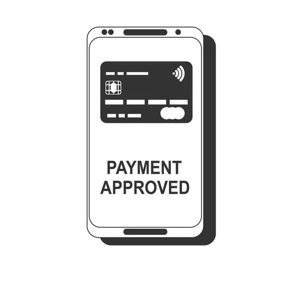 Mobile payment. NFC smart phone concept flat icon. black image on white background — Stock Vector