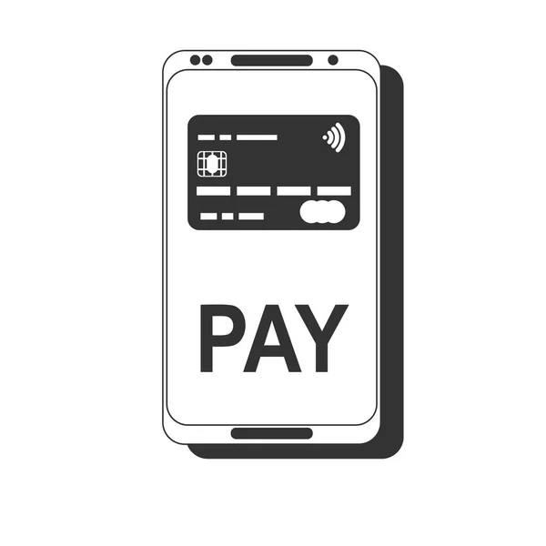 Paiement mobile. Concept de téléphone intelligent NFC icône plate. image noire sur fond blanc — Image vectorielle