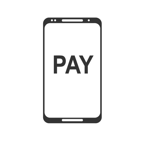 Paiement mobile. Concept de téléphone intelligent NFC icône plate. image noire sur fond blanc — Image vectorielle