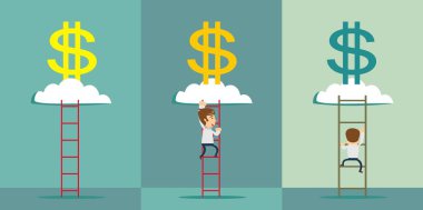 merdiven bir para bulut için. vektör çizim.