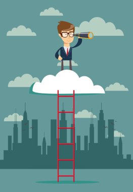 Uzakta teleskopla bakarak işadamı