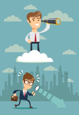 bulut diğerleri yukarıda teleskop ile başarılı iş adamı