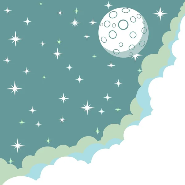 Salida de la luna, primer plano, fondo nocturno, estilo de dibujos animados. .. Ilustración vectorial — Archivo Imágenes Vectoriales