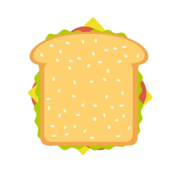 Prosciutto e verdura sandwich illustrazione — Vettoriale Stock