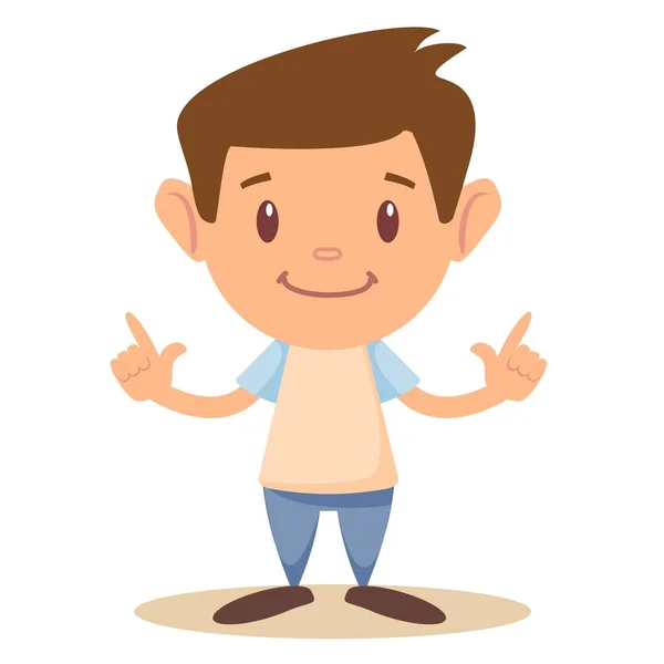 Cartoon cute boy stands in a confident pose. — Stock Vector