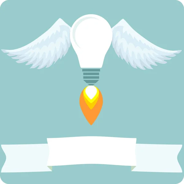 Bulb with wings . idea concept. Vector illustration — Stock Vector