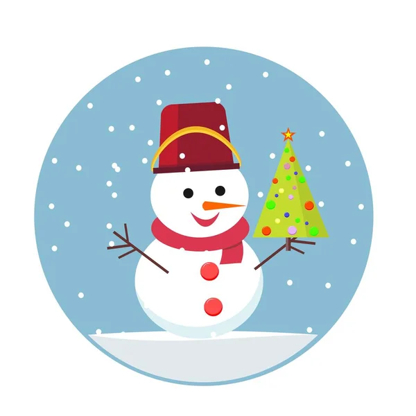 Snowman and Christmas tree — Stock Vector