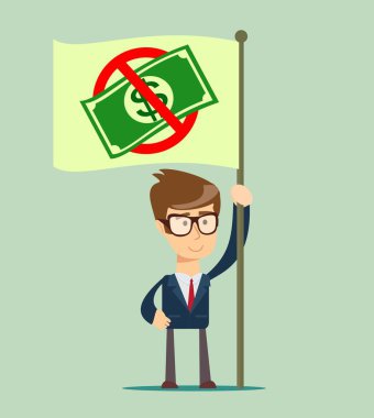 Ret para, kavram. Nakit reddediyorum. Vektör çizim düz tasarımı.