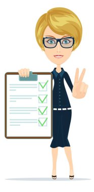 Kadın takım elbise, Yöneticisi veya Ajan bir belge sigorta gösterir.