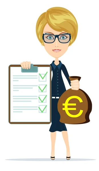 Woman in suit insurance and money. — Stock Vector