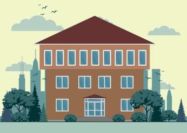 Şehir manzarası ile sevimli grafik özel evler .