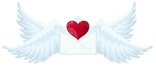 Illustration enveloppe avec des ailes comme Cupidon Envoyer l'amour et le cœur . — Image vectorielle