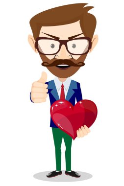 kişi ile büyük kalp - kavram vektör simgesi.