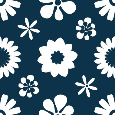 Beyaz çiçeklerle kusursuz desen.