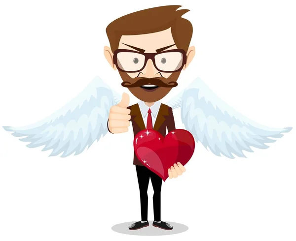 Homme d'affaires ange et coeur rouge — Image vectorielle