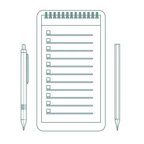 Carnet, crayon et stylo . — Image vectorielle