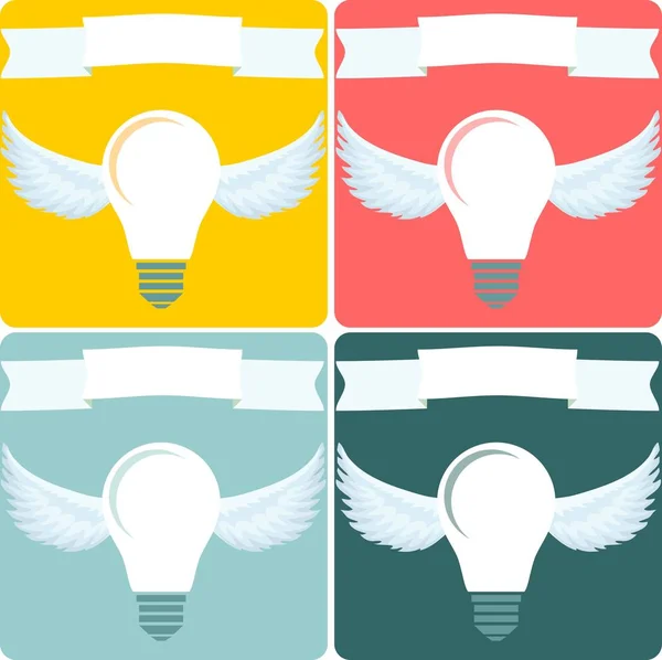 Light bulb with wings. idea concept. — Stock Vector