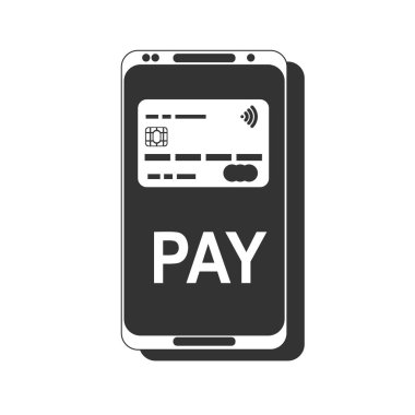 Cep telefonu ödemesi. NFC akıllı telefon kavramı düz simgesi