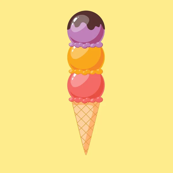 Bolos de sorvete misturados com cone no fundo — Vetor de Stock