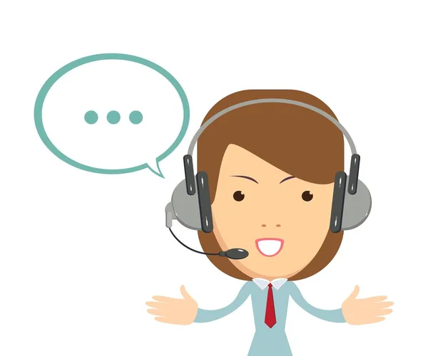 Smiling female operator with headset working at call center. Customer service concept. — Stock Vector