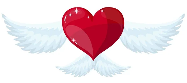 Heart with wings. Flat Style — Stock Vector