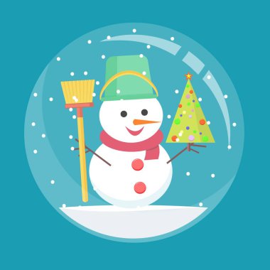 Noel cam top içinde bir kardan adam ile.