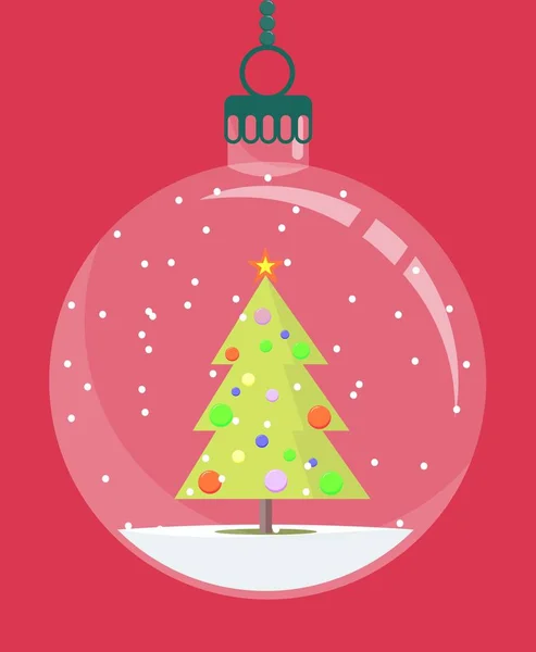 Christmas globe with a Christmas tree inside. — Stock Vector