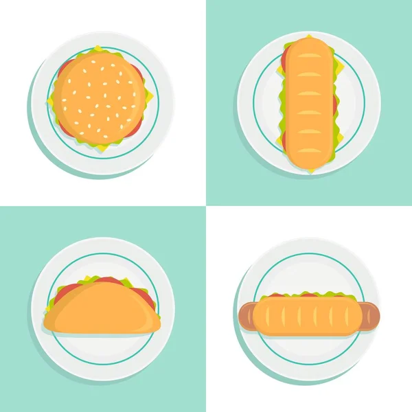 Sandwich vue de dessus illustration de style vectoriel. Ensemble . — Image vectorielle