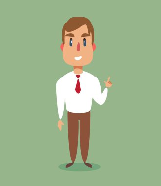 Heyecanlı iş adamı parmağıyla işaret.