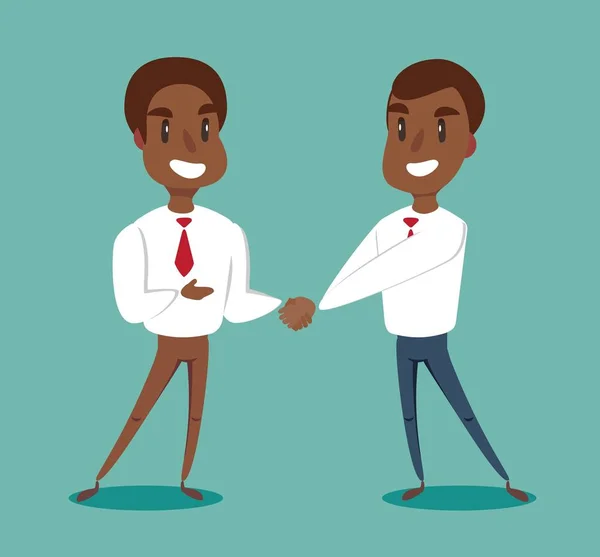 İki siyah-Amerikalı işadamı bir anlaşma imzalamak için el sıkışırken. — Stok Vektör
