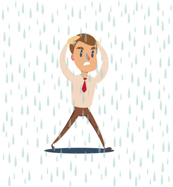 Hombre de negocios huye de la lluvia  . — Archivo Imágenes Vectoriales