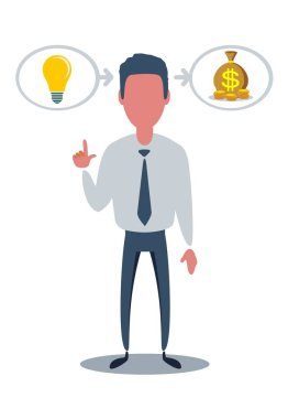 İnsan ve Sarı Lamba tepemizde. Fikir Jenerasyonu. İş Fikri Oluşturma. Yeni Teknolojiler. Gerçeklik Düşüncelerine Dön. Yeni Fikir İçin Ödül.