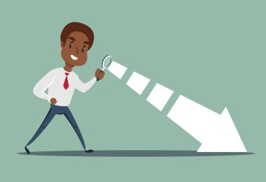 Müdür karakter büyüteçten bakıyor..