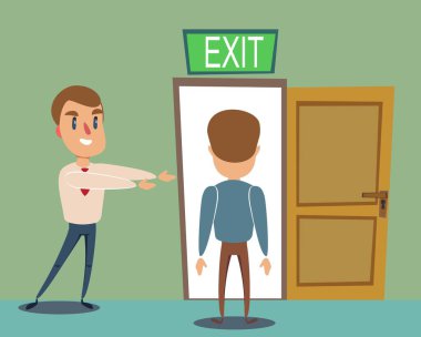 İşadamı erkekleri kapıyı açmaya davet eder