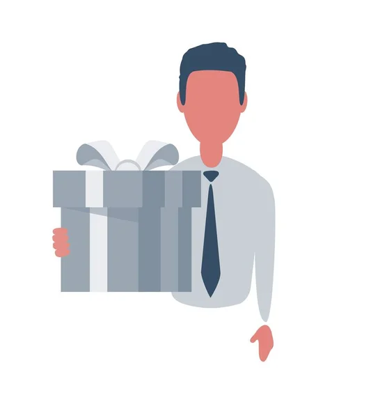 Empresario o empleado. Personaje masculino en estilo simple de moda con objetos, ilustración vectorial plana. Aislado sobre fondo blanco. — Vector de stock