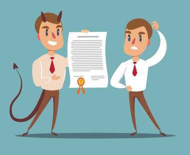 Şeytani iş adamı anlaşma teklif ediyor. Şeytanlar sözleşmesi.