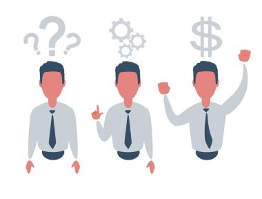 Düşünüyorum. İş adamı sorunlu bir iş kavramını çözüyor .