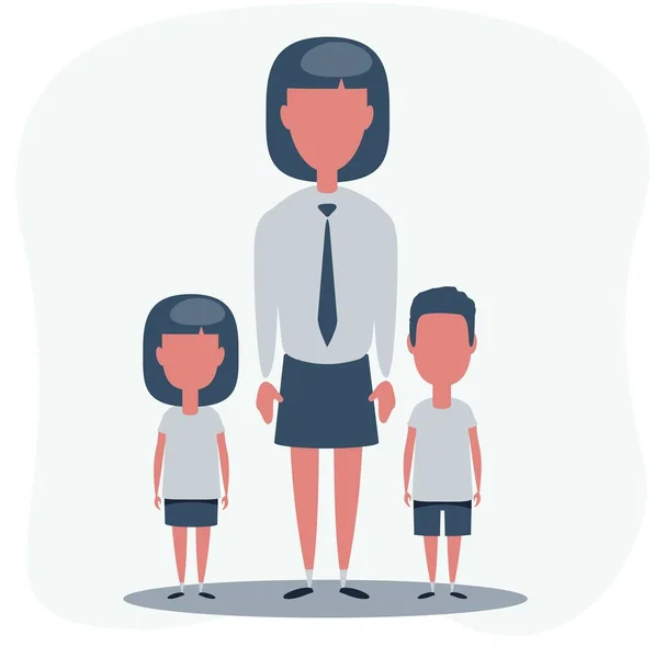 Çocuklu bir kadın. Anne kızıyla ve oğluyla.. — Stok Vektör