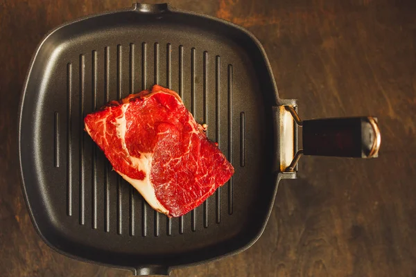 Carne Asada Parrilla Con Especias Trozo Carne Vista Superior Con — Foto de Stock