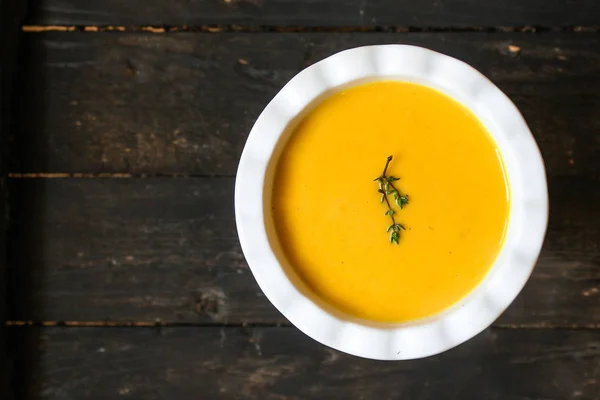Тыквенный Суп Оранжевый Сладкий Картофель Здоровое Питание Принято Вид Сверху — стоковое фото