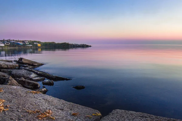 Ufuk Kıyısında Günbatımı Manzara Üstten Görünüm — Stok fotoğraf