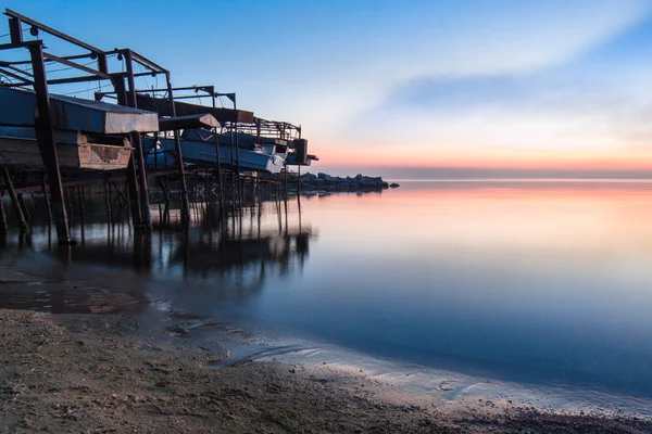 Landscape Water Sunset Coast Horizon Top View — Stock Photo, Image