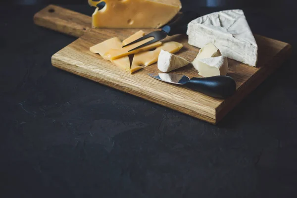 cheese board(cheese composition). top view. copy space