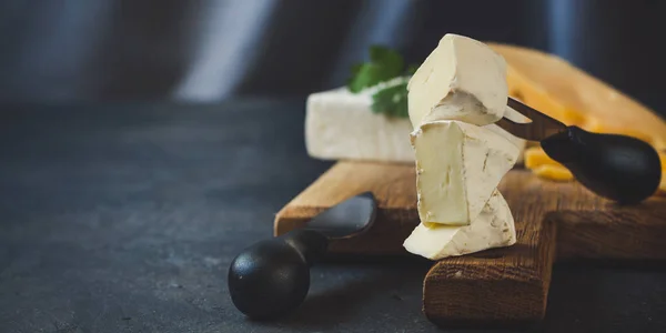 cheese board(cheese composition). top view. copy space