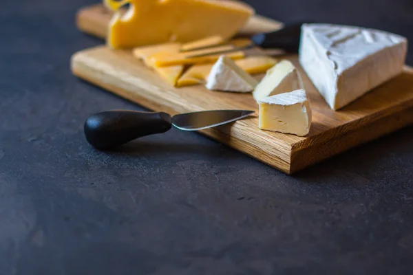 cheese board assorted(cheese composition). top view. copy space