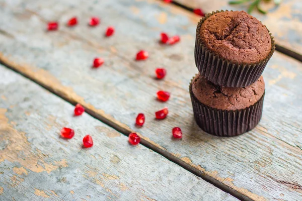 Muffinschocolate Kek Çikolata Tatlı Üstten Görünüm — Stok fotoğraf